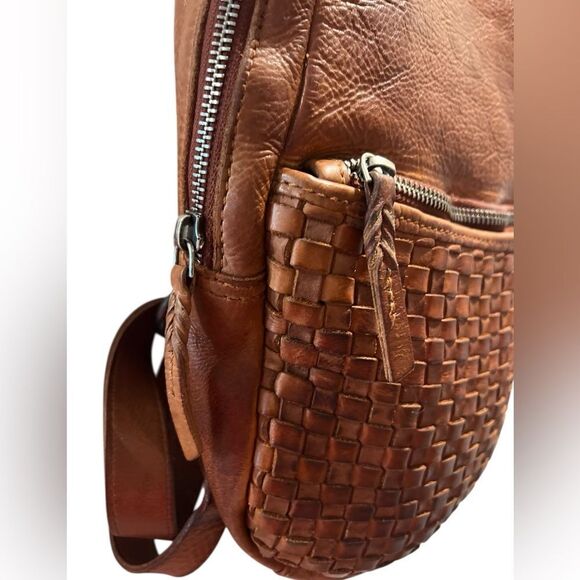 Vilenca Holland Genuine Leather Woven Backpack Cognac Brown main image 11